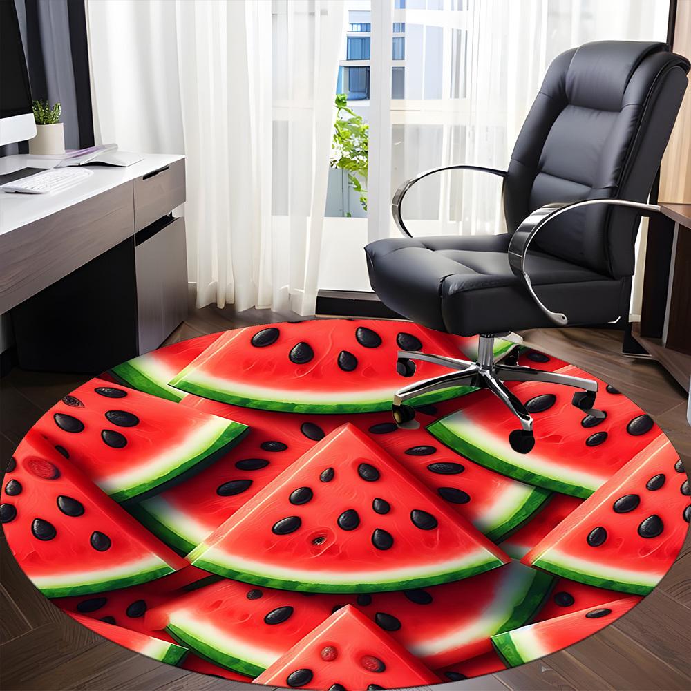 1pc Watermelon Slices Carpet for Office Non-Slip, Round Carpet, Soft & Comfortable, Carpet for Office, Lightweight Round Floor Mat