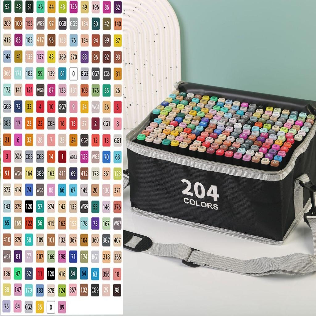 48-Color Dual Tip Alcohol Markers: Quick-Drying, Oil-Based Brushes for Kids & Students