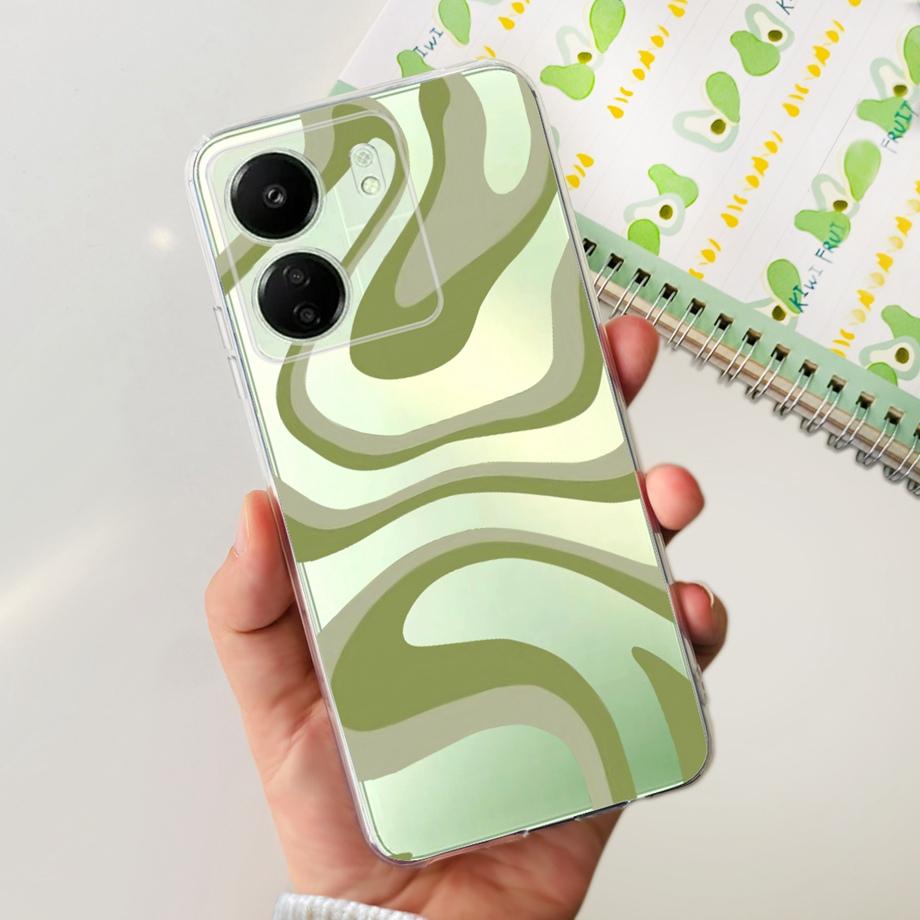 For Xiaomi Poco C65 Case for PocoC65 Silicone Funda Para Capa Coque Soft Phone Cases Back Cover Marble Flower Pattern Shockproof