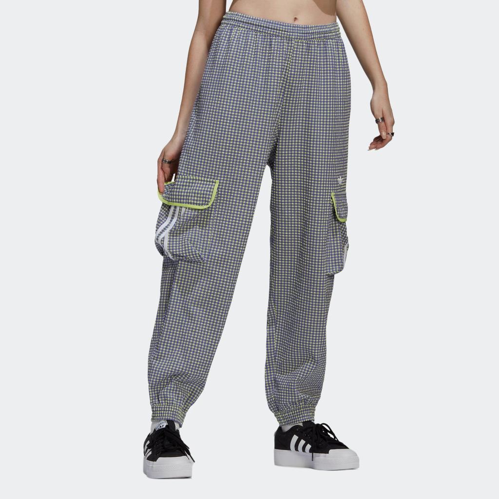 Adidas Originals Gingham Sports Long Pants Series Durable Skin-Friendly Cargo Pants Women Pants Gray White HB9457