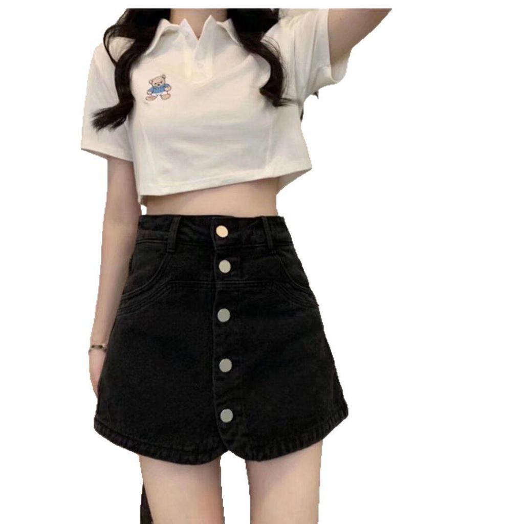 Plus Size High Waist Denim Shorts & A-line Midi Skirt - Versatile Summer Slimming Straight/Wide Leg Options