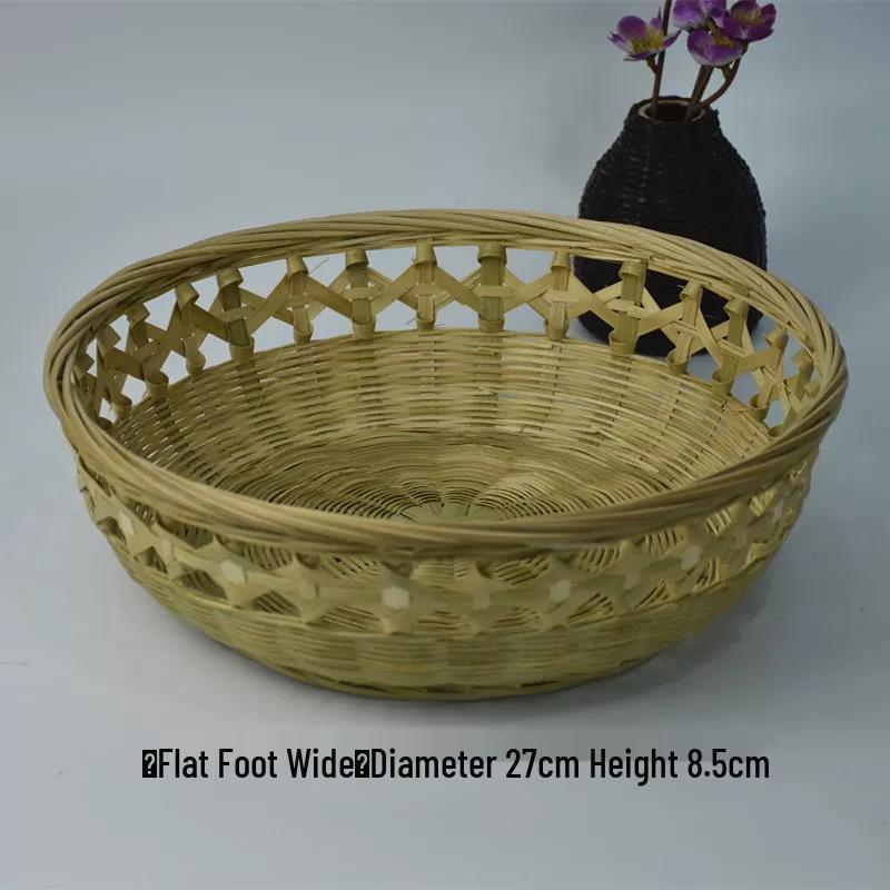 Bamboo Weaving Basket Set: Fruit Basket, Rice Washing Bowl, Snack Plate, Steamed Bun Holder, Storage Basket, Rice Sieve, Winnowing Tray.