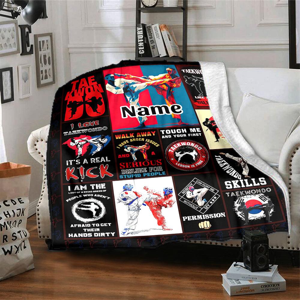 Taekwondo Home Customize Your Name Blankets Comfortable Soft Lightweight Allseason Multipurpose Blanket For Picnics Sofas Offices Beds Living Rooms