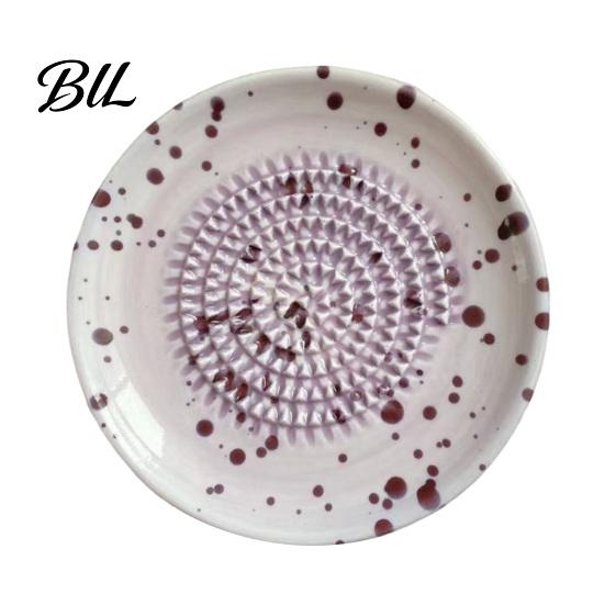 Splash-ink Pattern Grater Ceramic Bowl, Manual Ginger Garlic Mincer with Ink Splash Pattern, Bowl Pepper Grinding Plate for Wasabi Daikon, Dishwasher фиолетовый
