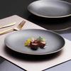 Black Matte Ceramic Flat Dinner Plate Set