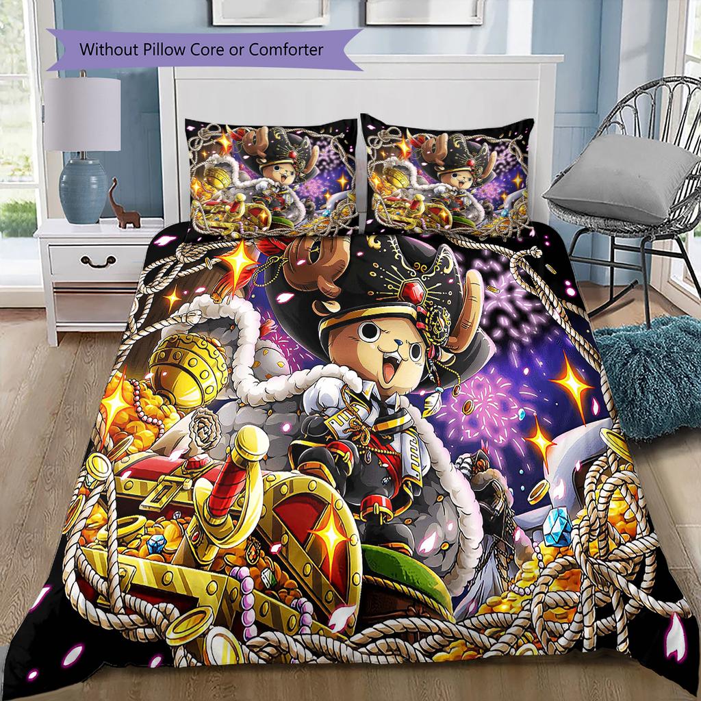 Cartoon Pattern Bedding Quilt Set Quilt Cover Pillowcase Home Decoration Birthday Gift (1 * duvet cover + 2 * pillowcase, without core)