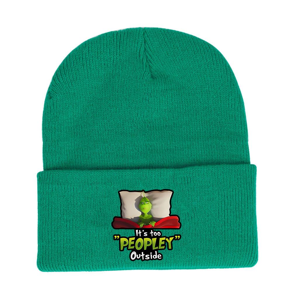 The Grinch Print Knit Hat With Earmuff Protection For Winter Warmth And Unisex Use