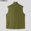 INCERUN Men Swing Collar Sleeveless See Through Casual Sheer Tank Tops