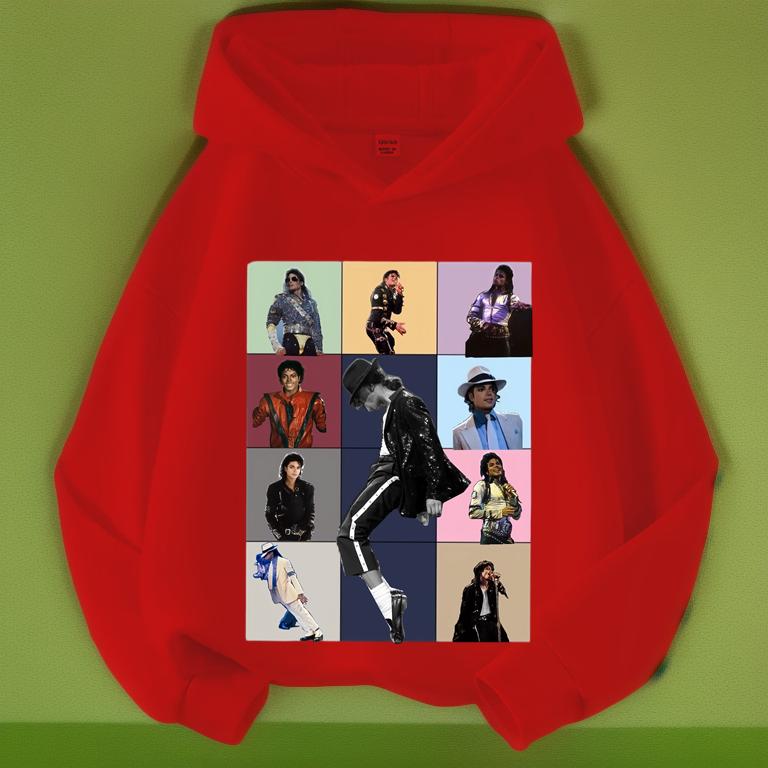 Michajackson Bad Album Print Kids Hoodie, Unisex, Vintage Hip Hop Pullover Hooded Sweatshirt, Casual Streetwear Top