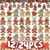 12/24pcs Gingerbread Man Wooden Ornaments Christmas Tree Hanging Pendants 2025 Xmas Party Home Decoration Kids DIY Gift Tags