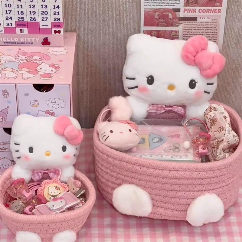 Cute Cat Shaped Storage Basket Kawaii Desktop Organizer For Snacks Cosmetics Girls Room Decor Pastel Home Decor