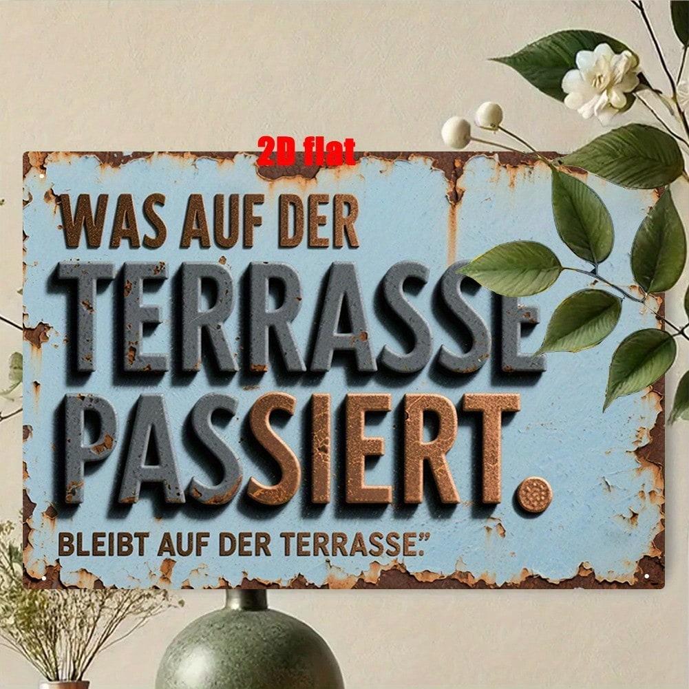 Vintage German Metal Wall Art Sign Rustic Home Garden Patio Decor Gift
