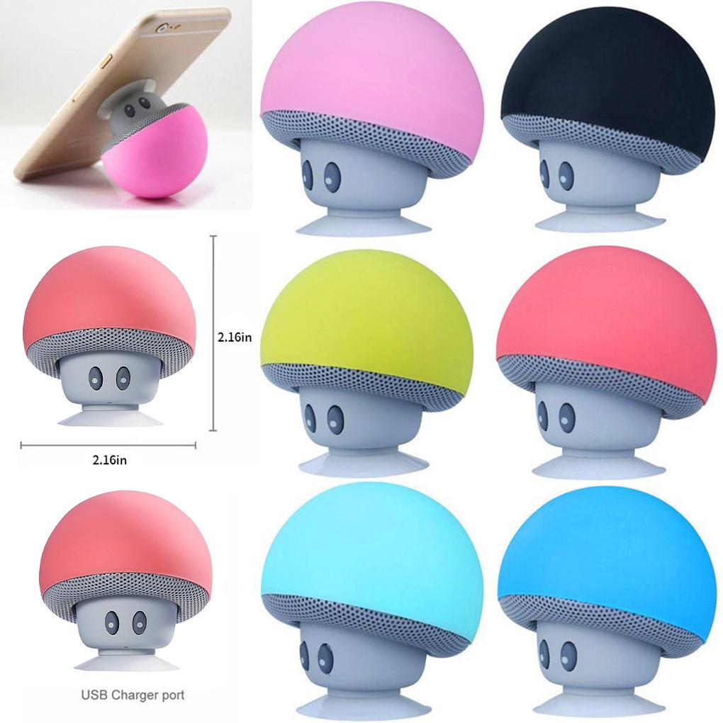 Cartoon Mushroom Bluetooth Speaker Suction Cup Phone Bracket Portable Stereo