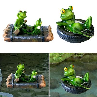 Estátua de Sapo Pode Flutuar na Água Decoração de Lagoa Obra de Arte Animal de Resina Fofo Escultura para Piscina Caminho Varanda Interior Exterior Jardim