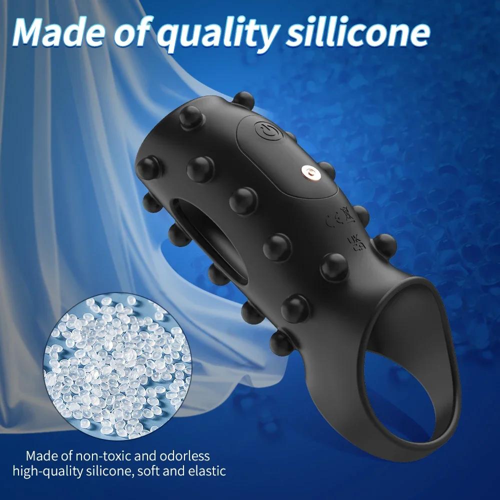 Vibrating Penis Sleeve Cock Ring G Spot Stimulate Women Penis Ring Vibrator Delay Ejaculation Adult Sex Toys for Men 18+