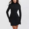 Elegant Two Pocket Sexy Mini Dress Women New Soild Long Sleeve Slim Office Lady Dress Female Vintage Patchwork Design Casual Clothes 2026