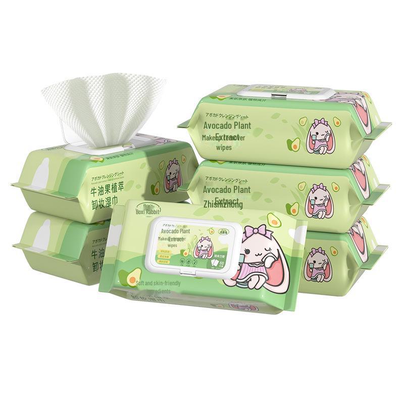 Avocado-Make-up-Entferner-Tücher – 60 sanfte Einweg-Reinigungstücher für das Gesicht