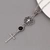 Cross Necklace Pendant Agate Black Stone Heart Necklace