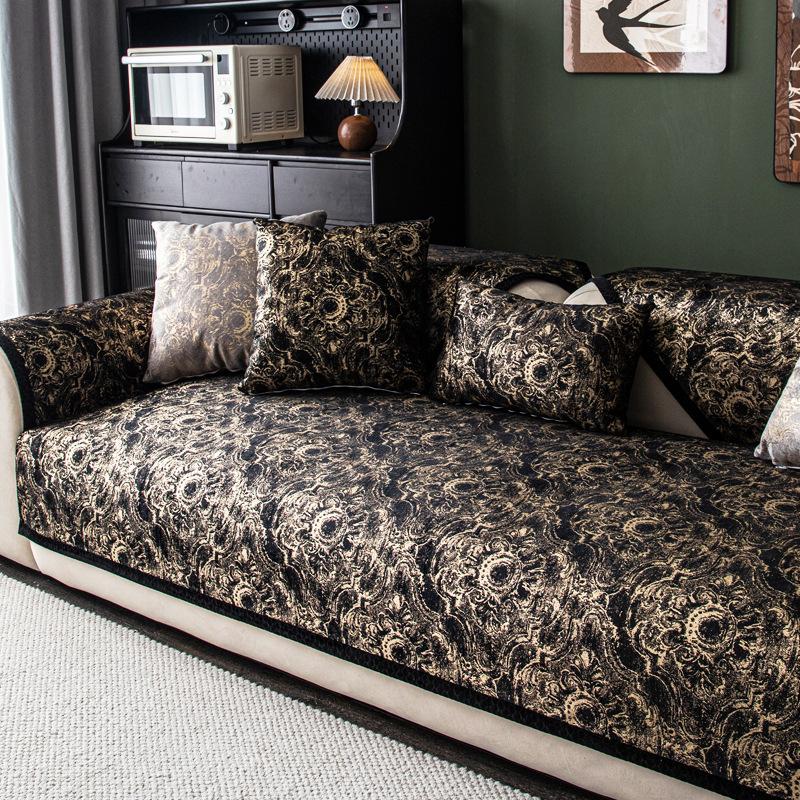 

Бархатный чехол на диван в американском стиле с бронзовым эффектом, водоотталкивающий, накидка на сиденье дивана, всесезонный, для гостиной, противоскользящее диванное полотенце 45x45cm pillowcase