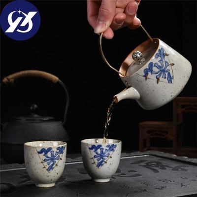 Tazza da tè in ceramica blu e bianca in stile giapponese, elegante e bellissima, bollitore Kung Fu, tazza da caffè, teiera cinese