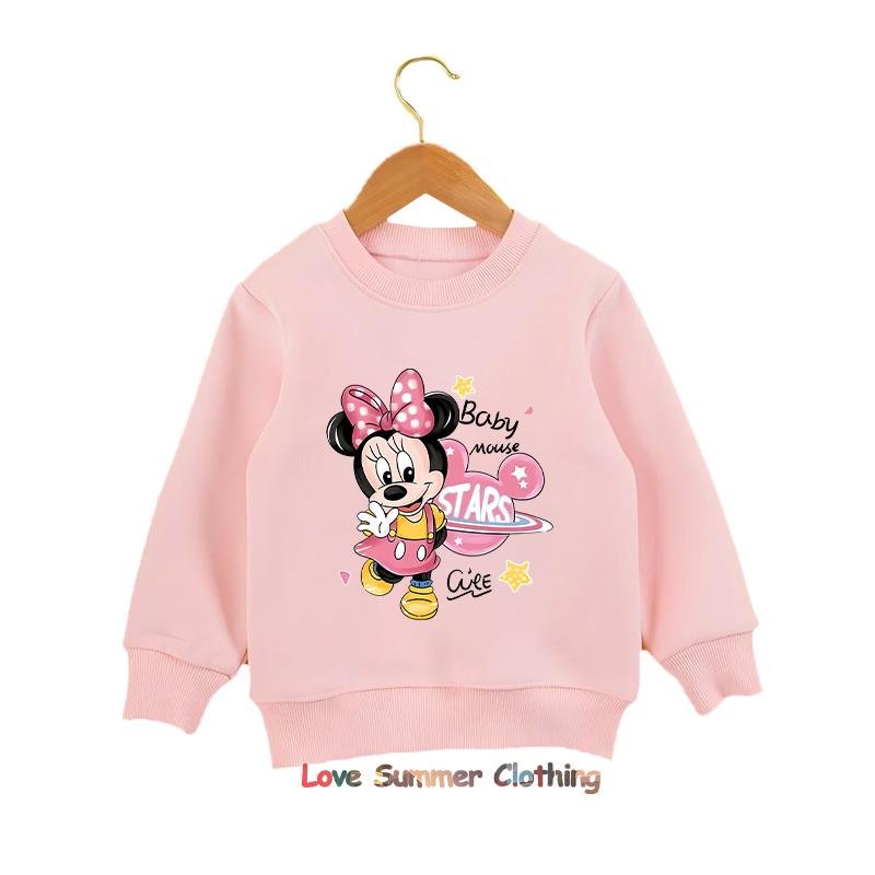Mouse Kids Hooded Sweatshirt Mickey Ages 4-14 HD Print Little Boy Pullover  Minnie Little Girls Fall Hoodie Long Sleeve New Arrivals for Autumn