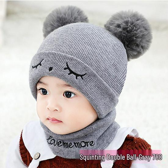 Knitted Pompon Hat for Children, Baby Warm Ear Protection Hat, Customizable Styles