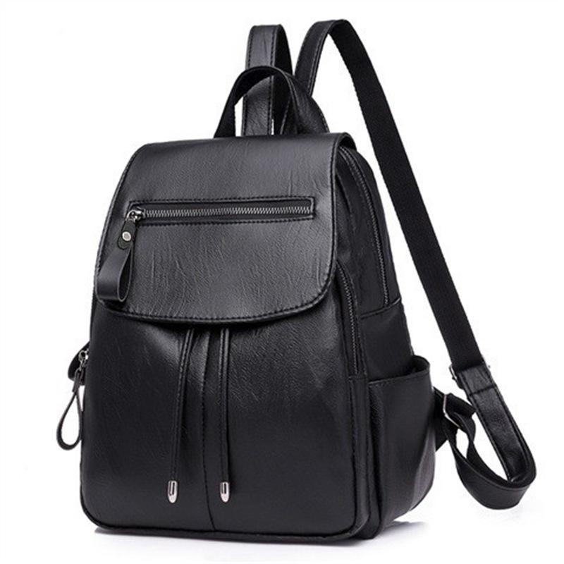 Versatile Women's PU Leather Backpack - Customizable Labels & School Bag