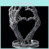 Unique Retro Gothic Heart Hand Jewelry Organizer Stunning Resin Home Decor Piece