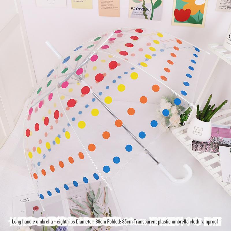 Japonský lesní styl průhledný deštník s třešňovými květy s klenutou dlouhou rukojetí pro studenty