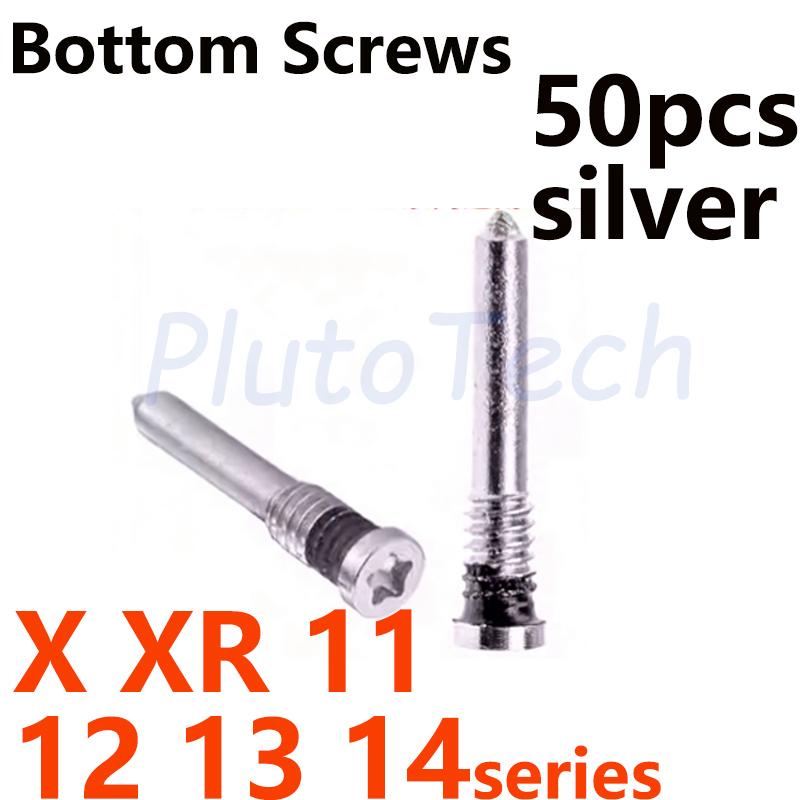 

50Pcs Back Cover Bottom Screws for iPhone 14 15 12 11 13 Pro Max XS 7 8 Dock Connector Five Star Pentalobe Screws Accessories 50x X 11 12 13Silver