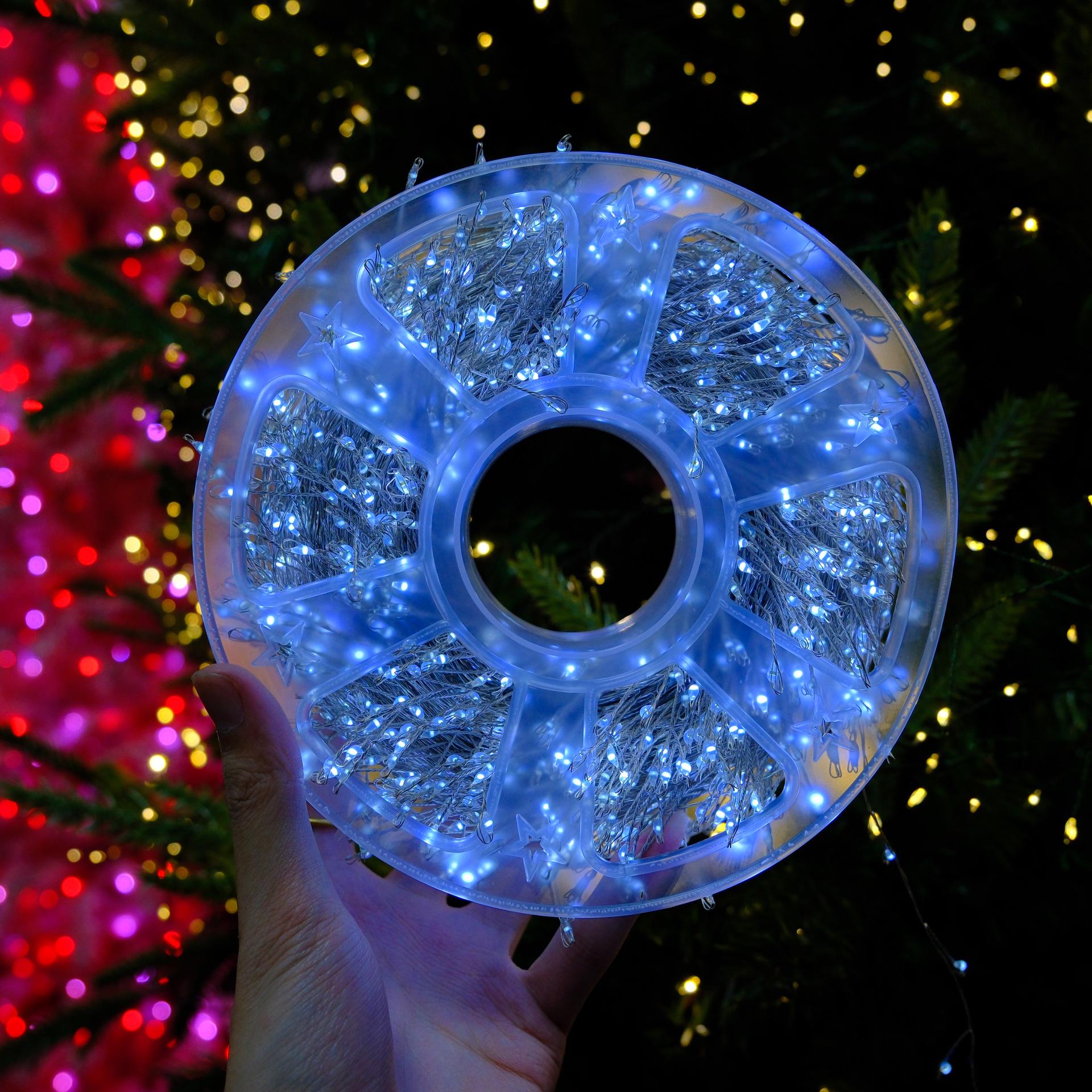 LED Christmas Centipede Firecracker Lights - Green Line Copper Wire Decorative String for Outdoor Courtyard