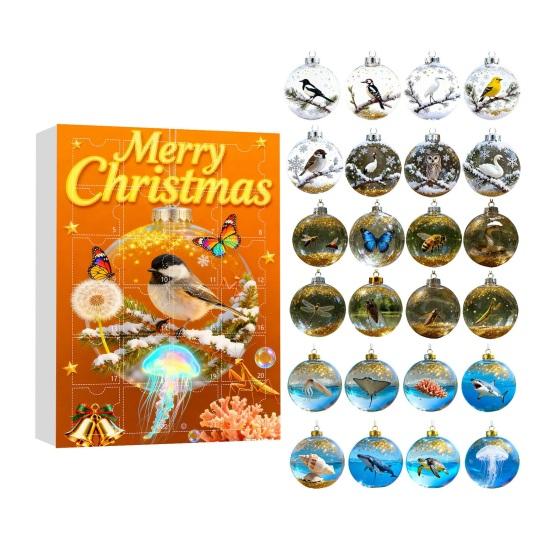 

Advent Calendar 2025 24-Day Christmas Countdown Calendar with 24 Animal Ornaments Rustic 2D Acrylic Animal Hanging Decoration for Home Party Decor C