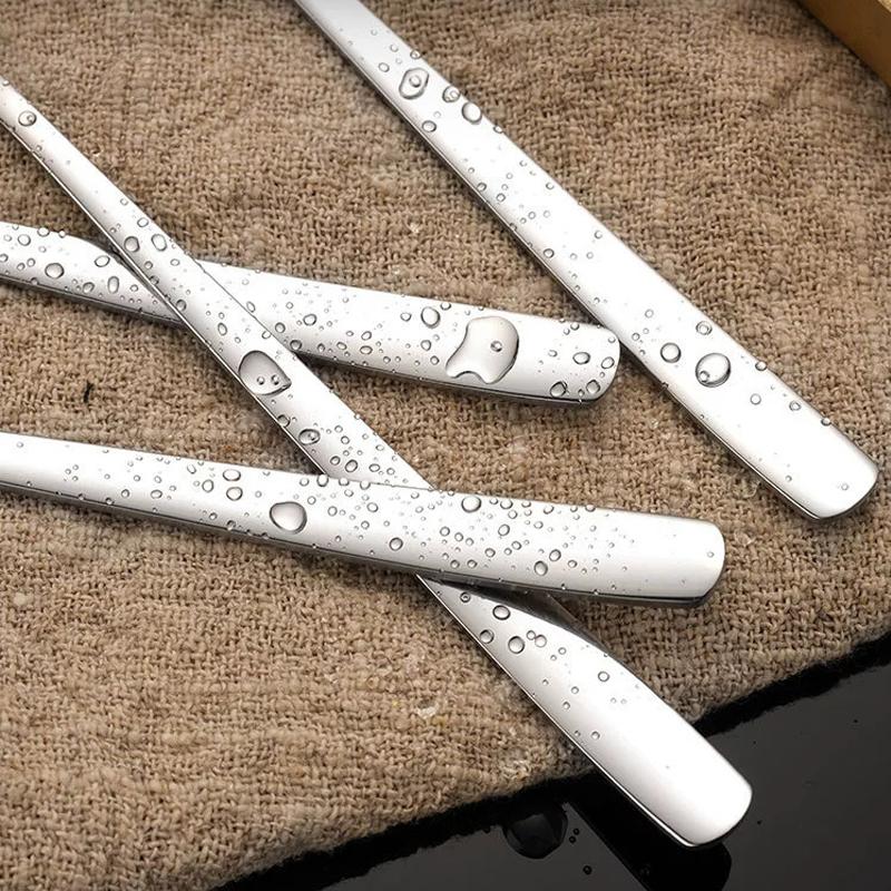 8 Pcs Spoon Set 304 Stainless Steel Cutlery Set Korean Cake Spoon for Hotel Home Bar Cafe and Office Long Handle Coffee Spoon