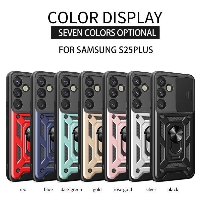 For Samsung Galaxy 25 Plus Case Slide Camera Protect Armor Phone Case for Samsung Galaxy 25 Ultra Magnet Holder Ring Cover
