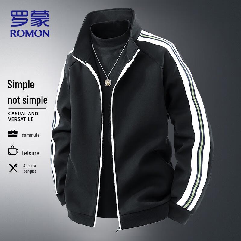 ROMON Men's Sport Stand-Collar Striped Jacket