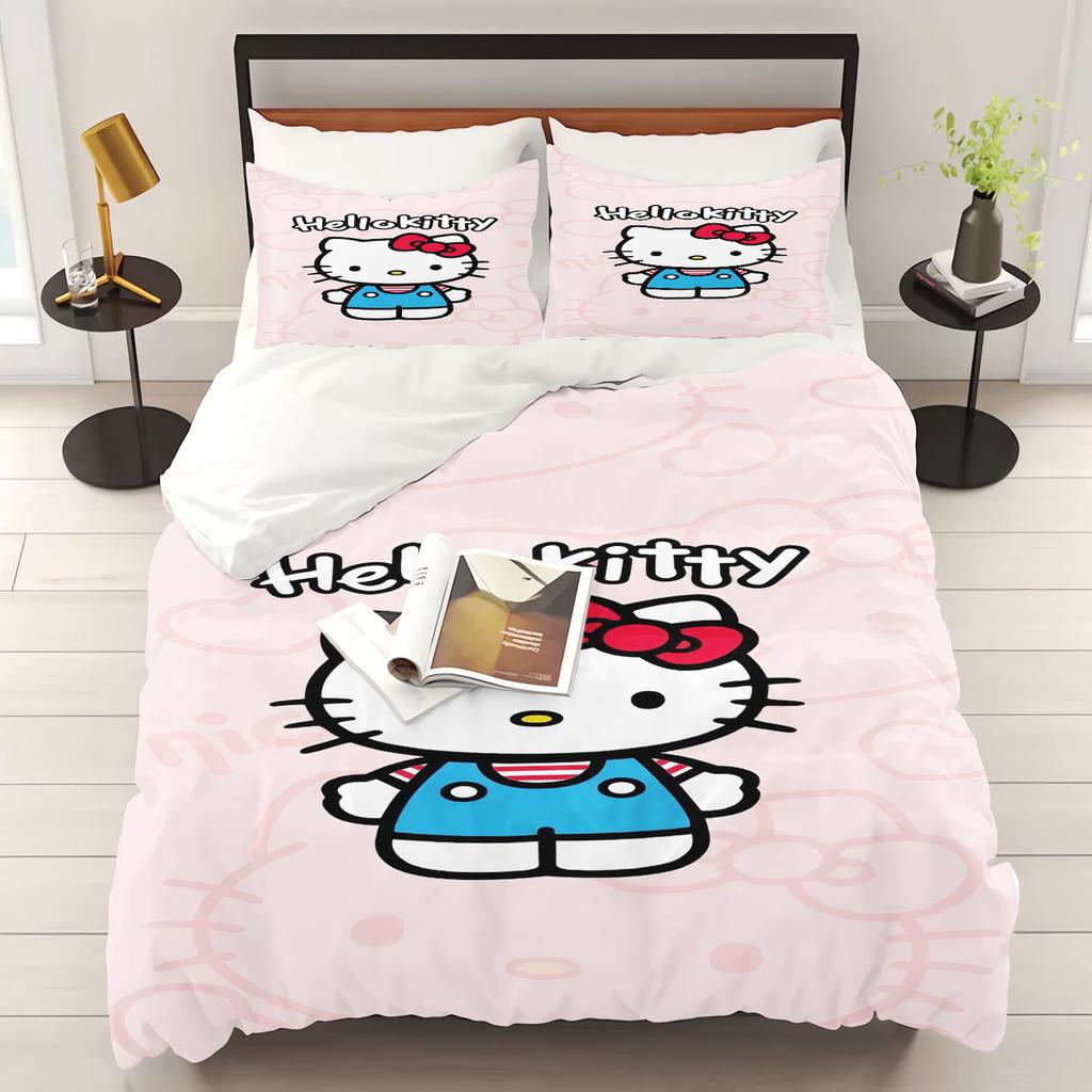 Hello Kitty Printed Bedroom Bedding Set Duvet Cover Christmas Gifts Comforte Cartoon With Pillowcase