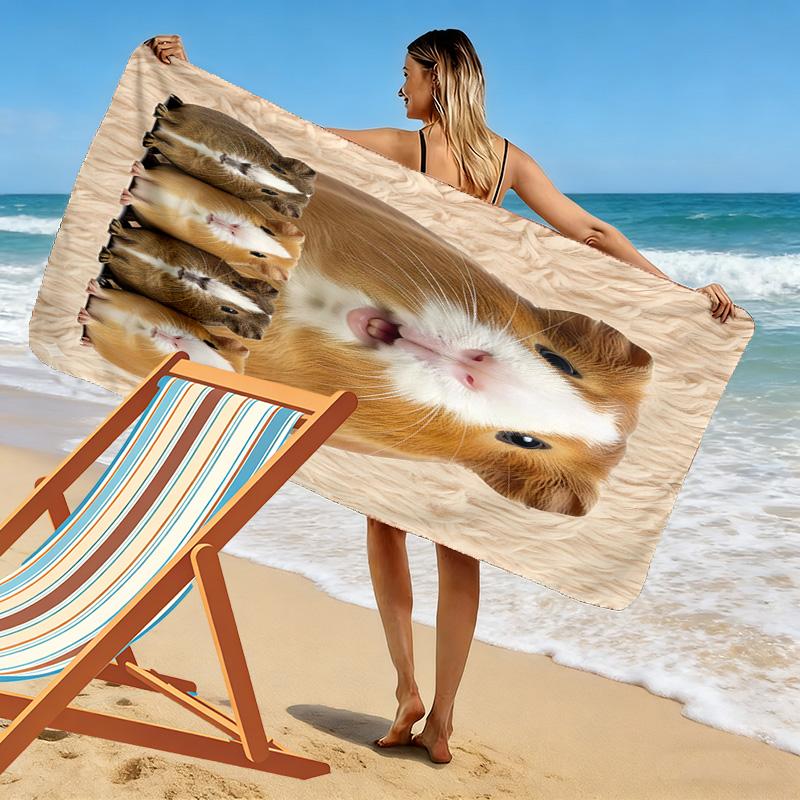 Hamster and Rat Print Beach Towel, Large Soft Quick Dry Towel for Beach Camping Swimming
