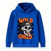 Kids Boys Girls Hoodie, Wild Child Skull Pattern Long Sleeve Casual Pullover Sweatshirt for Daily Wear