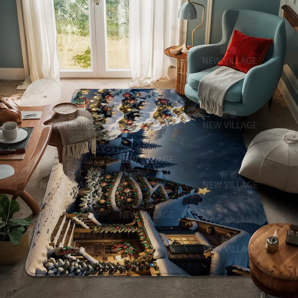 House Entrance Carpet Home Door Mat Living Room Bath Foot Bathroom Non-slip Water Absorption Rugs Bath Merry Christmas Winter
