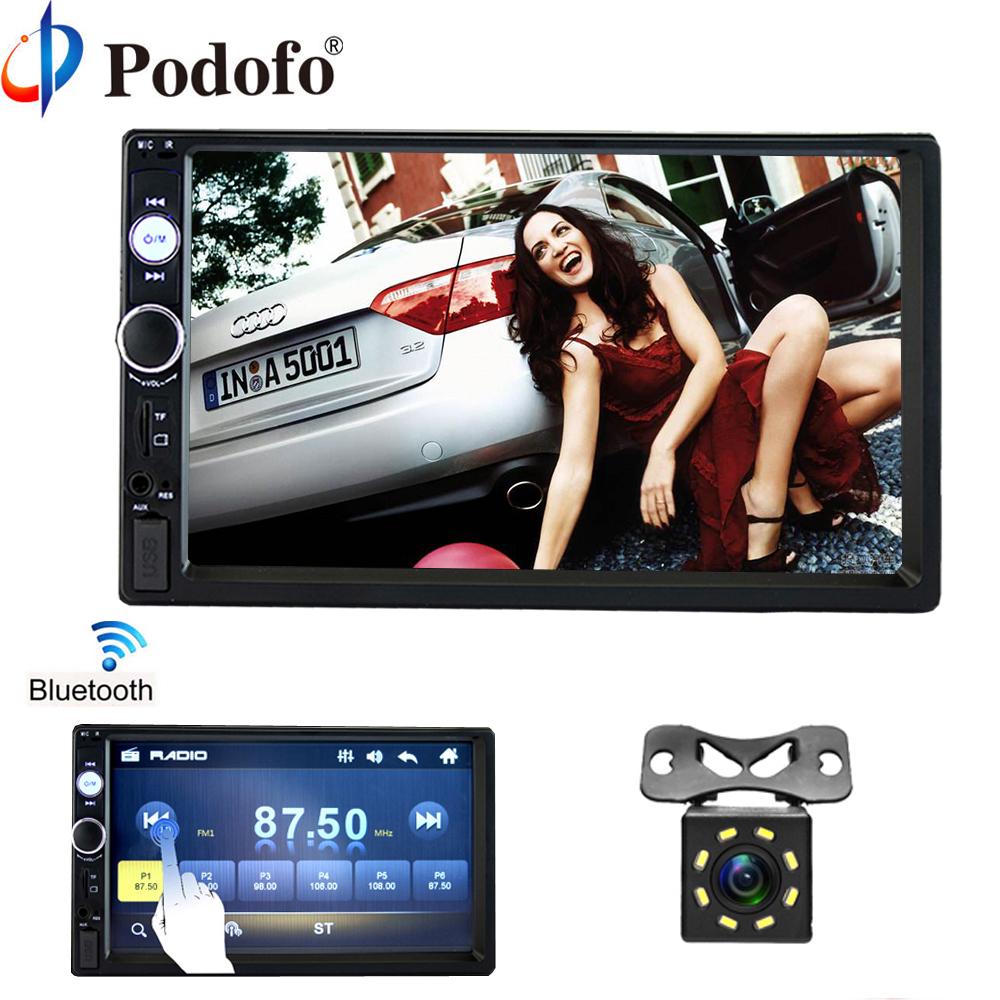 Podofo 2 Din 7 дюймів Автомагнітола Автомобільний MP5-плеєр Автомобільний радіоприймач Дзеркало заднього виду Bluetooth FM-приймач Автомобільний Hifi Керування кермом USB AUX-in