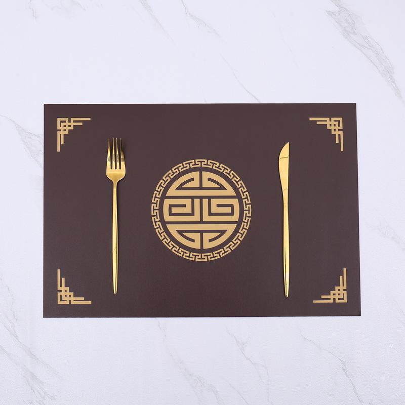 Chinese square simple special leather dining table mat Western food waterproof, oil-proof, heat-insulating and anti-scalding tableware Plate