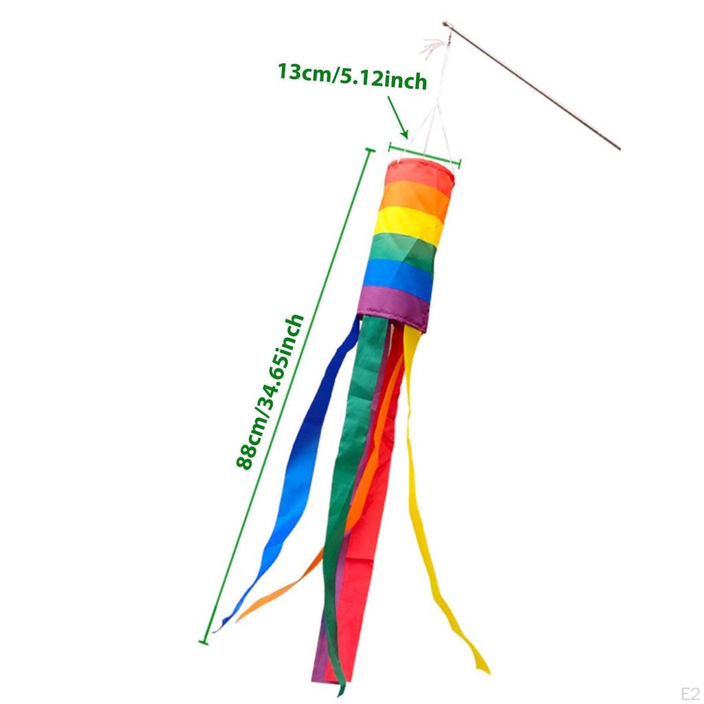 Rainbow Windsock Flag Colorful Hanging Decoration 35inch Celebrations Wind Decor Yard Patio