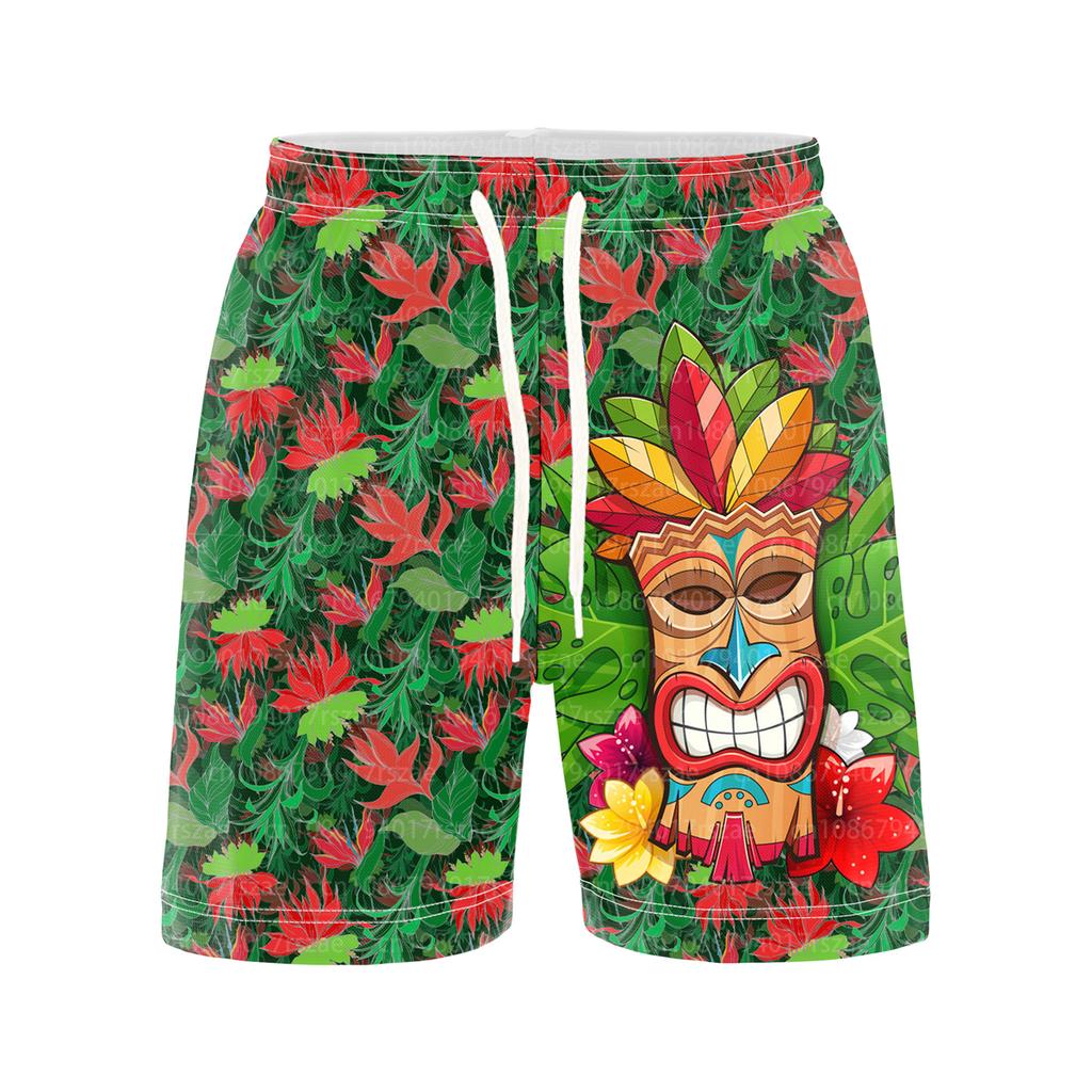 Hawaii Tiki Tribe 3D Printed Surfing Board Shorts Cool Summer Street Hip Hop Swim Trunks For Men Kids Vacation Beach Shorts