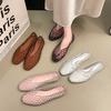 Damenmode Spitz Zehen Gelee Flache Sandalen Hohlkristall Netz Slip-On Atmungsaktiv Bequem Lässig Sommer Schuhe