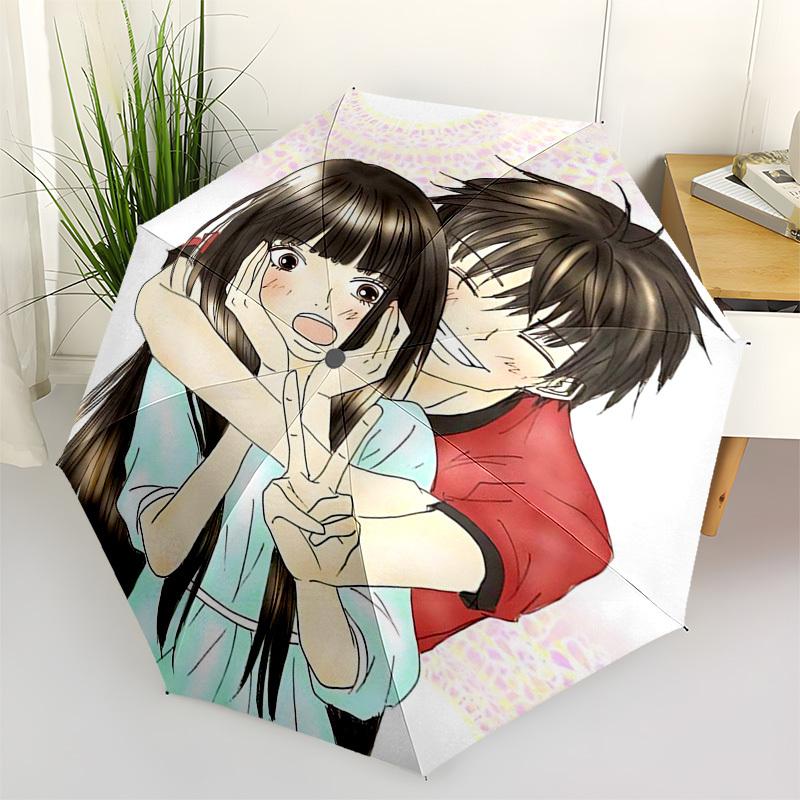 

1pc Rainbow Umbrella: Official Luffy & Nami Collaboration - Outdoor Automatic Opening Folding Umbrella with 8-Bone Iron Frame, Perfect for Fans, Trave