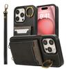Vertical Cards Solt Ring Holder Leather Wallet Case For iPhone 15 16 Pro Max 14 Plus 13 12 11 XS XR SE2022 Stand Strap Bag Cover