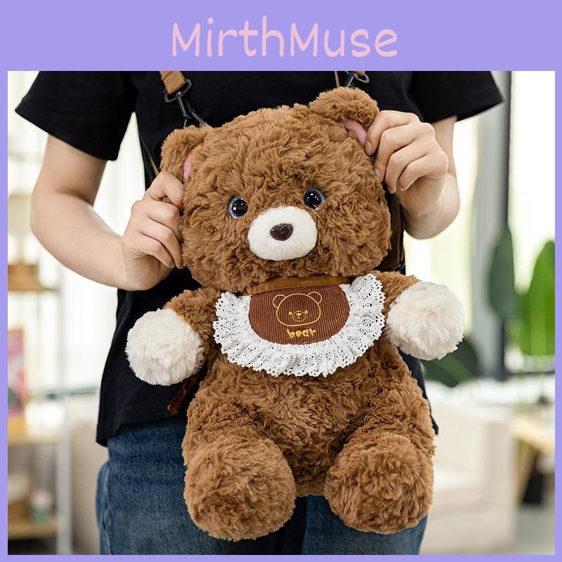 Cute Lace Scarf Teddy Bear Plush Toy Backpack With Detachable Shoulder Strap
