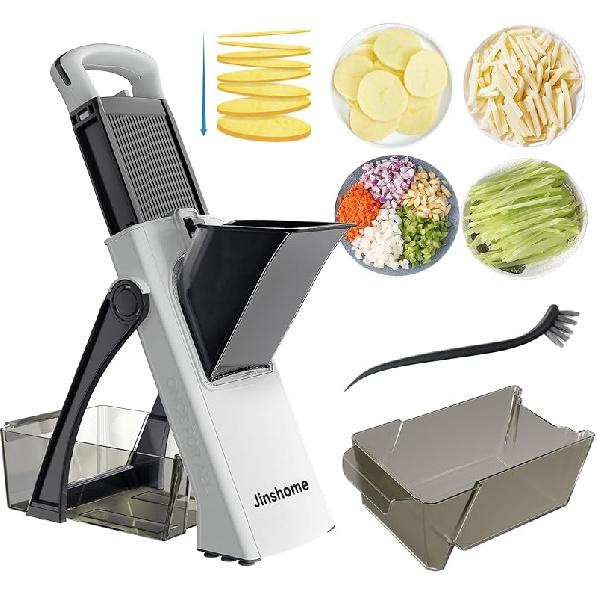 Улучшенная безопасная мандолина-слайсер Плюс, овощерезка и измельчитель продуктов, регулируемая толщина, слайсер для картофеля, нож для нарезки картофеля фри, измельчение на кухне чёрный