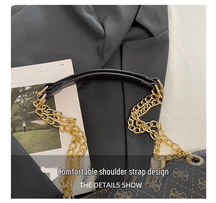 2025 European & American Retro Print Chain Shoulder Bag: New Light Luxury Women's Crossbody & Commuter Underarm Bag