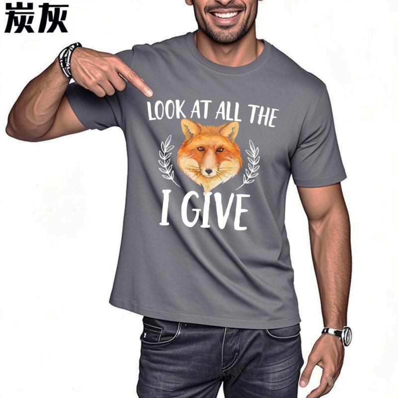 Soft Unisex Round Neck Tshirt Black Look At All The I Give Fox Everyday Unisex Teeshirt Oversized Tshirt Vintage Tshirt Unisexs Top